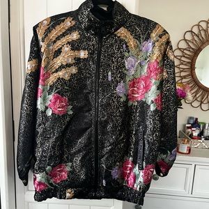 Vintage Silk Screen Floral Jacket